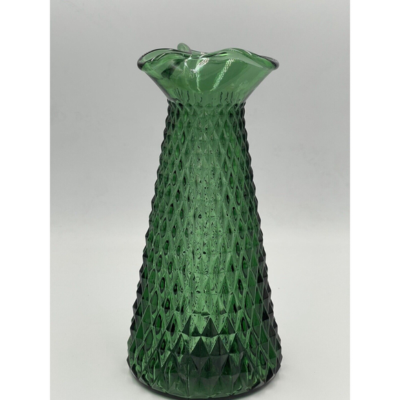 Vintage Verde Green Cottage Mid Century Glass Vase Cottage Core - Picture 1 of 8